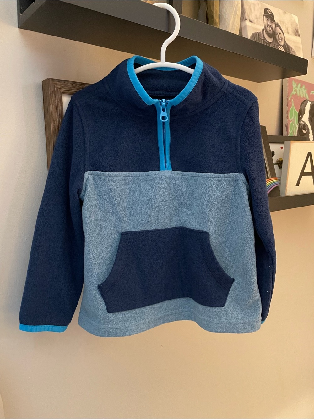 OshKosh B'gosh Navy and Light Blue Quarter-Zip Fleece Pullover